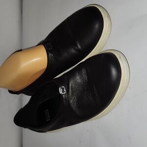 Eileen Fisher Womens Sydney Washed Leather Sneaker Flat Slip-On Black Size US 8